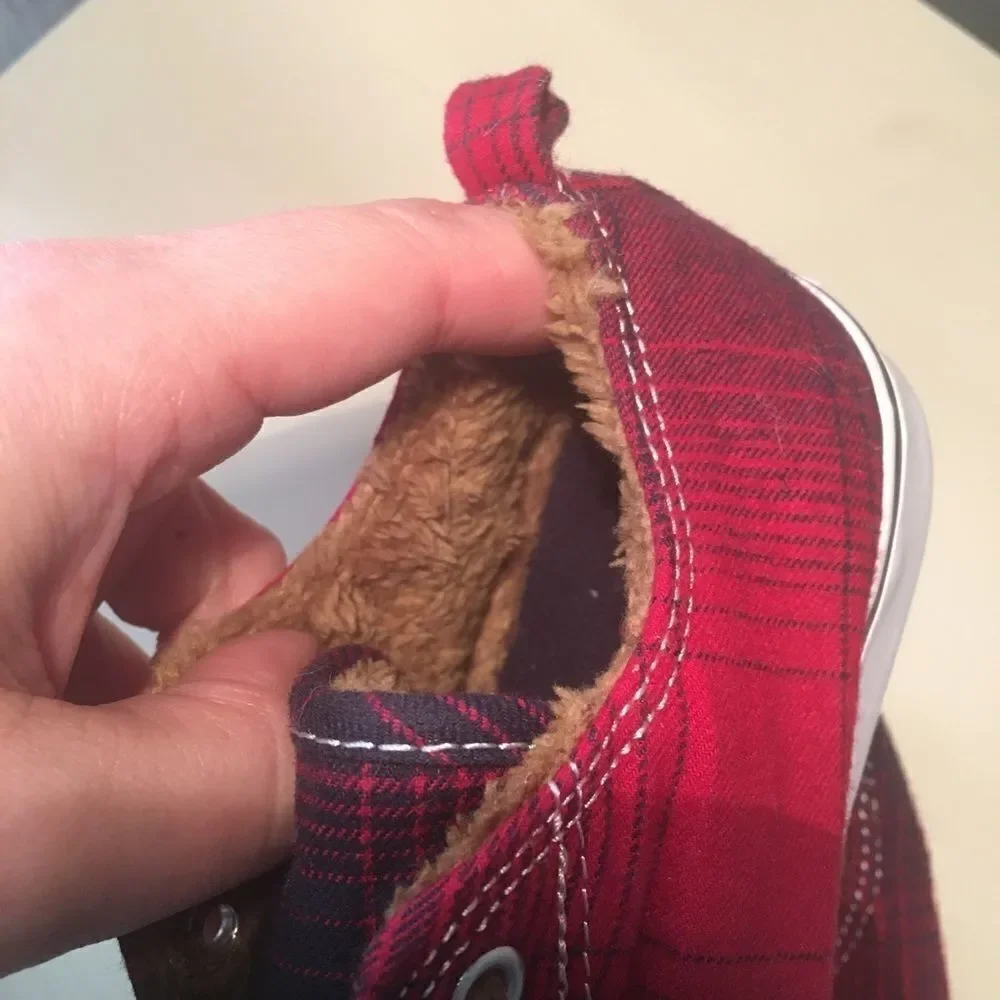 Gymboree Plaid Laceless Shoes - Lined sz 11‎